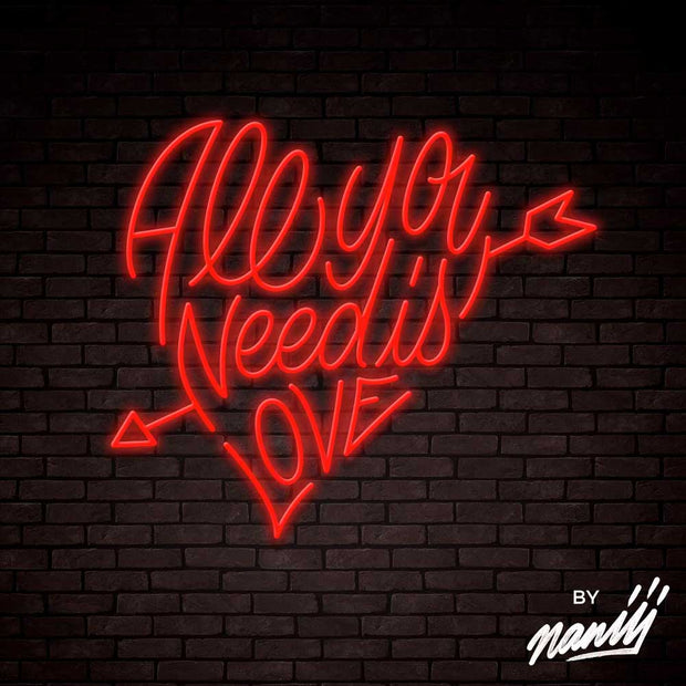 All You Need Is Love - Lettering neon sign