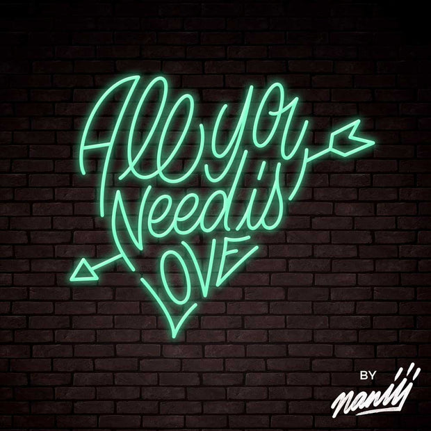 All You Need Is Love - Lettering neon sign