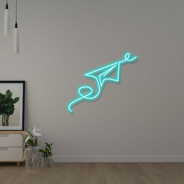 paper airplane drawing LED neon